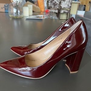 Banana Republic red patent leather block heel pumps 8